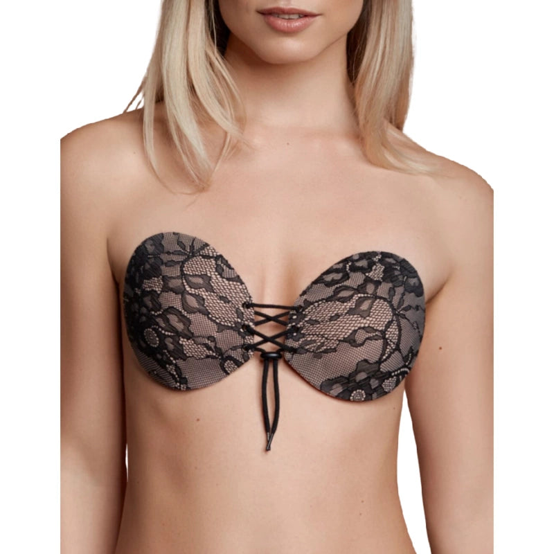 Bye Bra Round Lace-it D - Samoprzylepny biustonosz z haftem, bez ramiączek