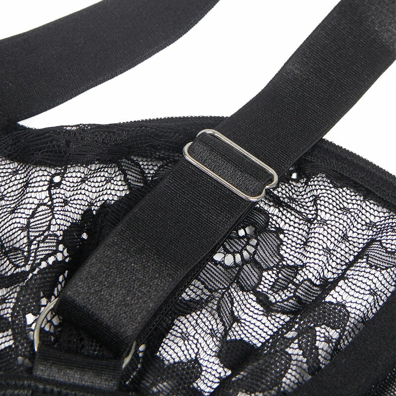 Subblime Body z Koronką, Podwiązką i Paskami Czarny L/XL