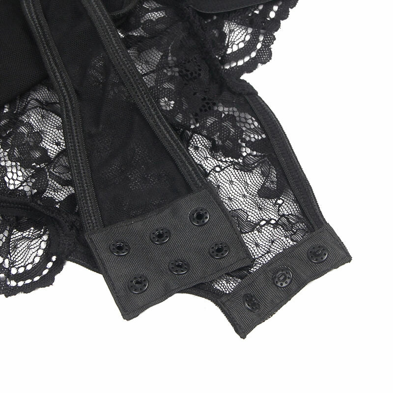 Subblime Body z Koronką, Podwiązką i Paskami Czarny L/XL