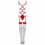 Livco Corsetti Thiara LC 20213 Komplet body z pończochami czerwony S/M