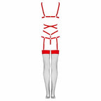 Livco Corsetti Thiara LC 20213 Komplet body z pończochami czerwony S/M