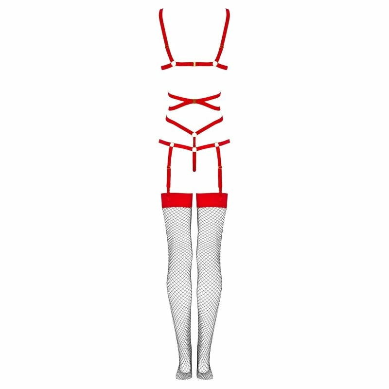Livco Corsetti Thiara LC 20213 Komplet body z pończochami czerwony S/M