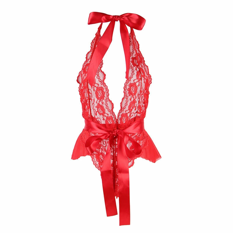 Subblime Sexy Body z Falbankami i Paskiem Czerwony L/XL