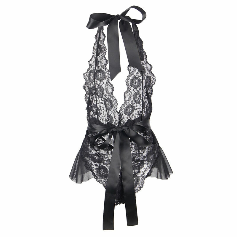 Subblime Body z falbankami czarne L/XL - elegancka bielizna damska