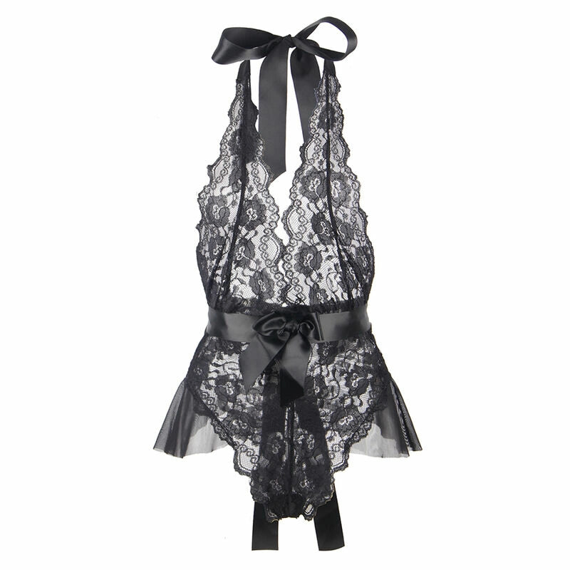 Subblime Body z falbankami czarne L/XL - elegancka bielizna damska
