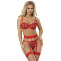 Subblime 954338 Komplet Bielizny Serduszka L/XL Czerwony - Biustonosz, Stringi, Pas