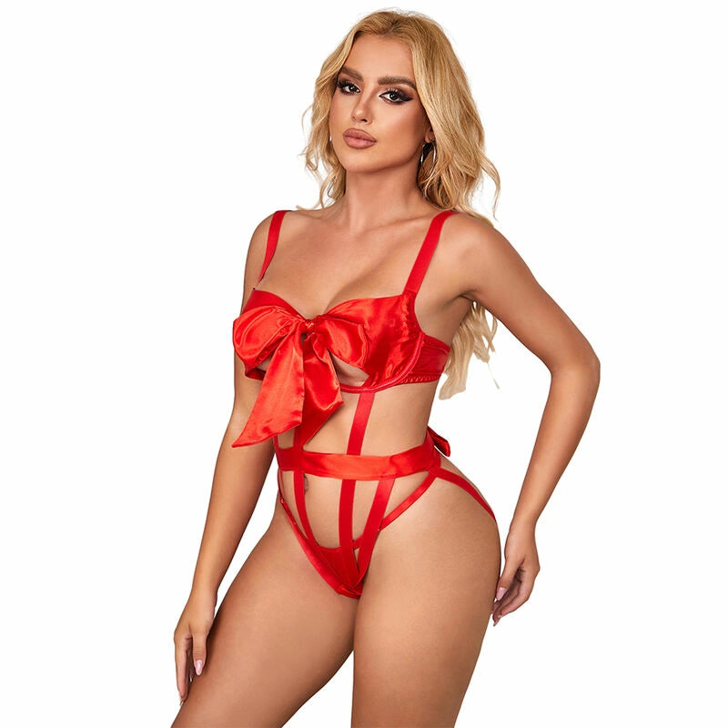 Subblime Body 954468 Czerwone Ażurowe z Kokardką S/M