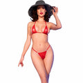 Chilirose CR 4840 Mikro Bikini Czerwone S/M z Ozdobami Metalowymi