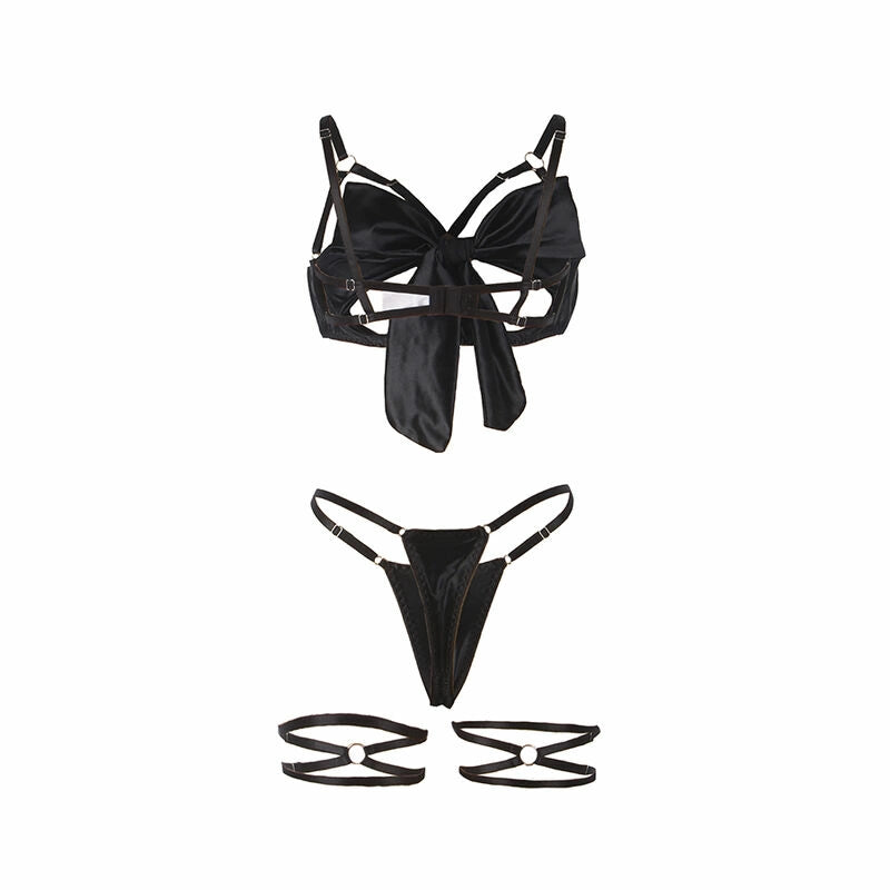 SUBBLIME 955199 Komplet bielizny z regulowaną kokardą czarny S/M