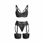 SUBBLIME 955243 Czarny komplet bielizny z pasem do pończoch L/XL