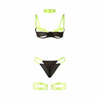 SUBBLIME 955274 Komplet bielizny z naszyjnikiem fluorescencyjny zielony S/M