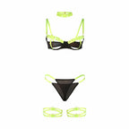 SUBBLIME 955274 Komplet bielizny z naszyjnikiem fluorescencyjny zielony S/M