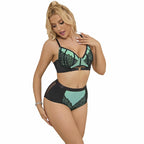 SUBBLIME 955557 Zielony lakierowany biustonosz siatka z zamkiem S/M