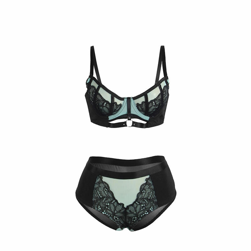 SUBBLIME 955564 Zielony lakierowany biustonosz z siatki L/XL