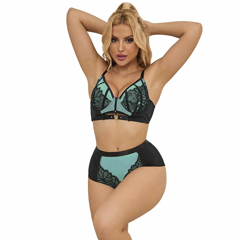 SUBBLIME 955564 Zielony lakierowany biustonosz z siatki L/XL