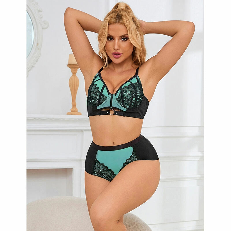 SUBBLIME 955564 Zielony lakierowany biustonosz z siatki L/XL