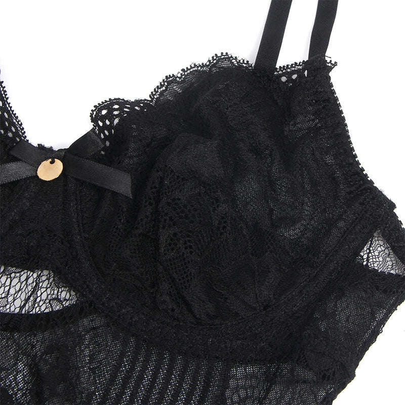 SUBBLIME 955618 Body koronkowe czarne z zapięciem dolnym S/M