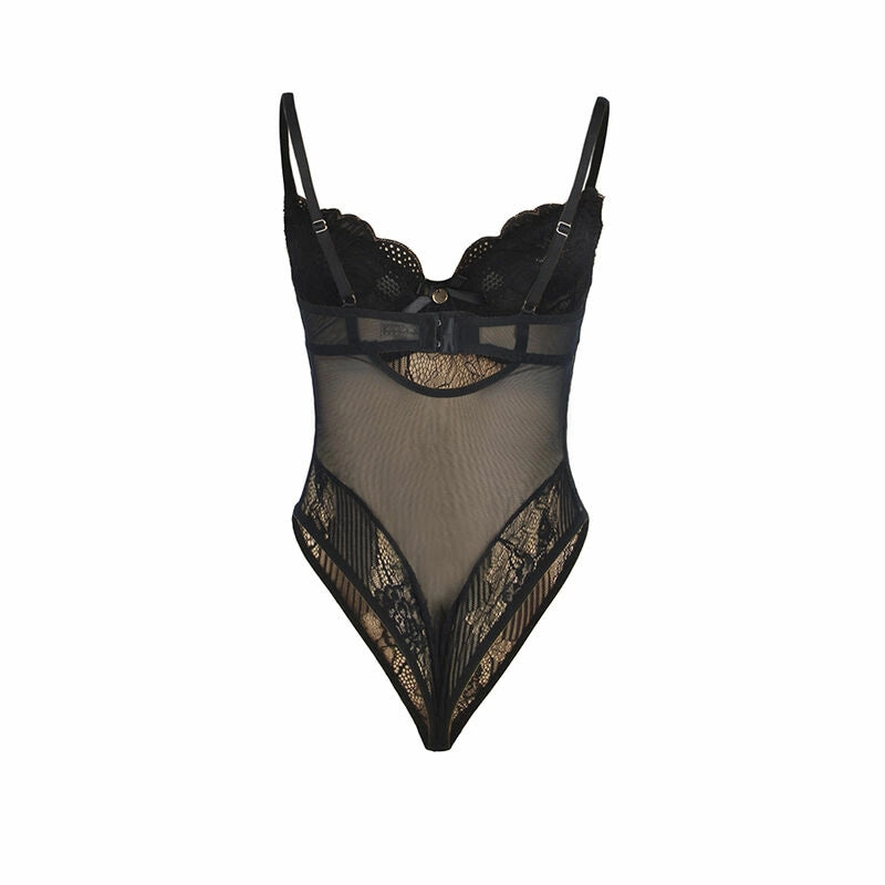 SUBBLIME 955618 Body koronkowe czarne z zapięciem dolnym S/M