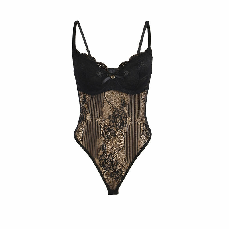 SUBBLIME 955618 Body koronkowe czarne z zapięciem dolnym S/M