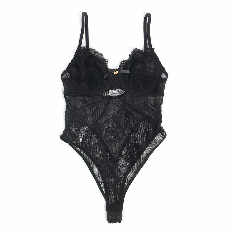 SUBBLIME 955618 Body koronkowe czarne z zapięciem dolnym S/M
