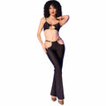 Chilirose CR 4851 L czarny komplet top i legginsy złote akcenty