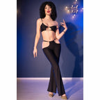 Chilirose CR 4851 L czarny komplet top i legginsy złote akcenty