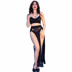 Chilirose CR 4672 Czarny komplet z łańcuchami, spodnica i stringi S