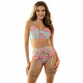 SUBBLIME 957643 Komplet Bielizny Kwiatowy Haft Rożowy S/M z Pasem