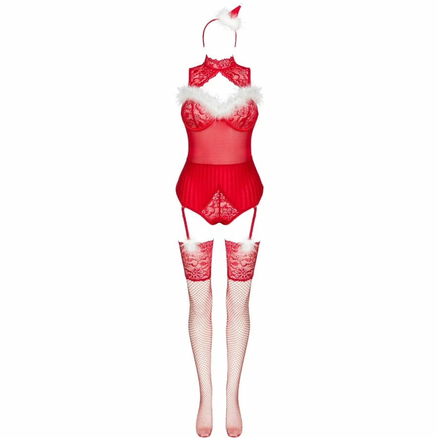 Livco Corsetti Fashion LC 90604 świąteczny komplet body, pończochy, opaska L/XL
