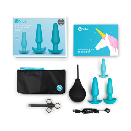 b-Vibe Anal Training & Education Set Blue - Kompletny zestaw edukacyjny, silikon