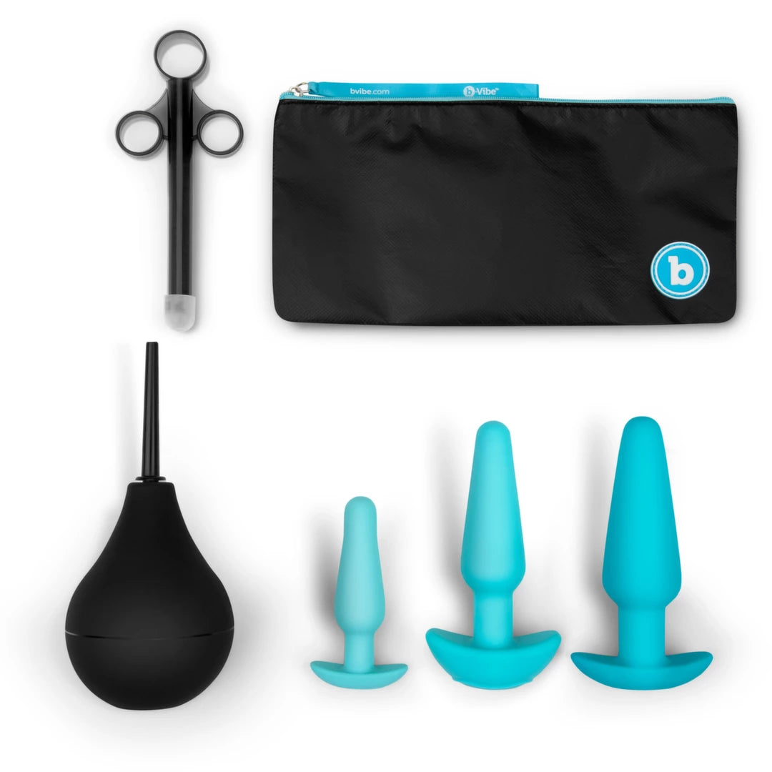 b-Vibe Anal Training & Education Set Blue - Kompletny zestaw edukacyjny, silikon