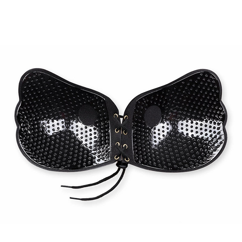 Bye Bra Lace-It Bra C Czarny - Samonośny biustonosz z wiązaniem
