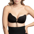 Bye Bra Lace-It Bra C Czarny - Samonośny biustonosz z wiązaniem