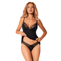 Obsessive Bella Rou komplet z haftem kwiatowym top i figi M/L