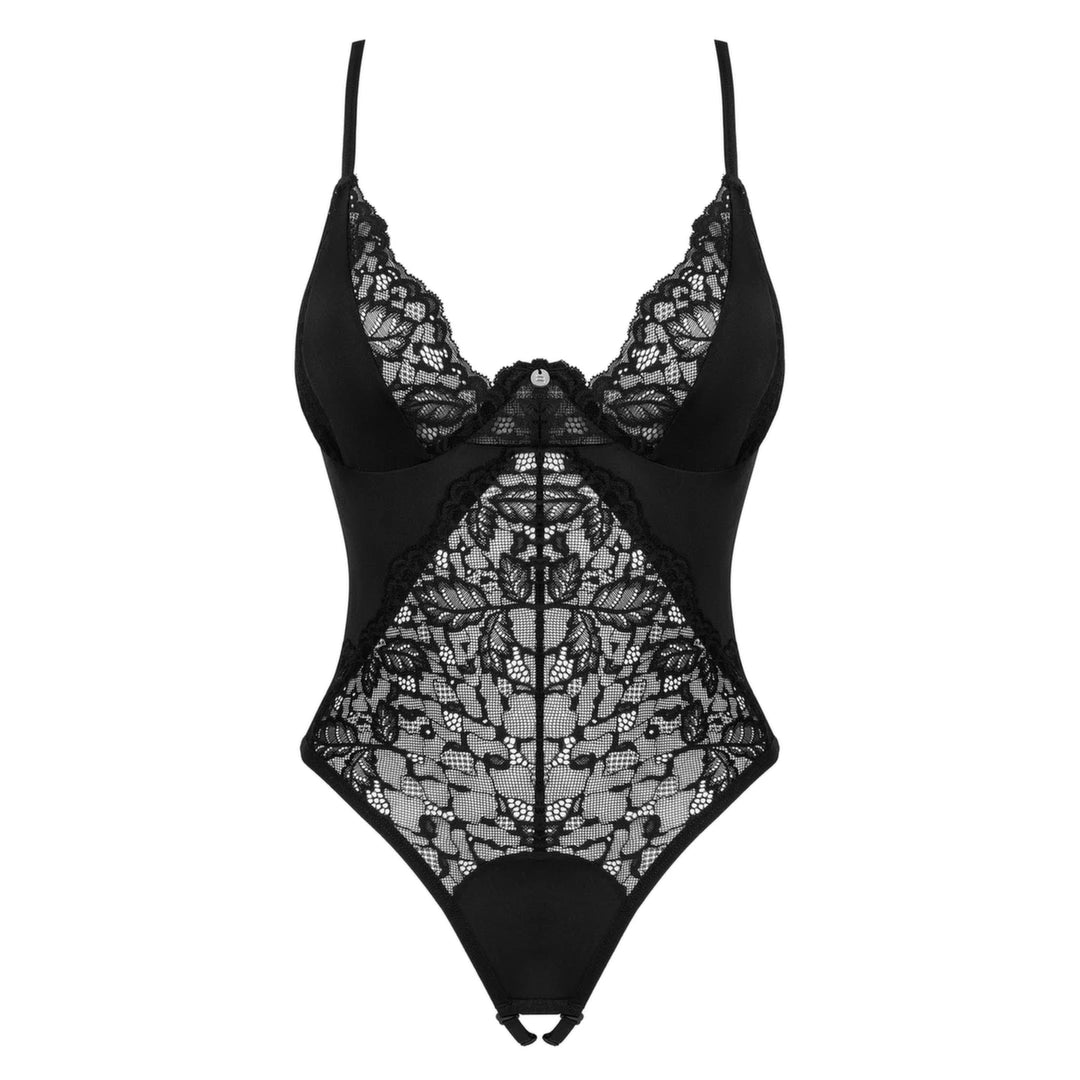 Obsessive Bellastia Body XL/2XL czarne z koronką i regulacją