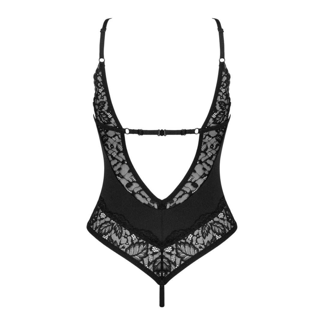 Obsessive Bellastia Body XL/2XL czarne z koronką i regulacją