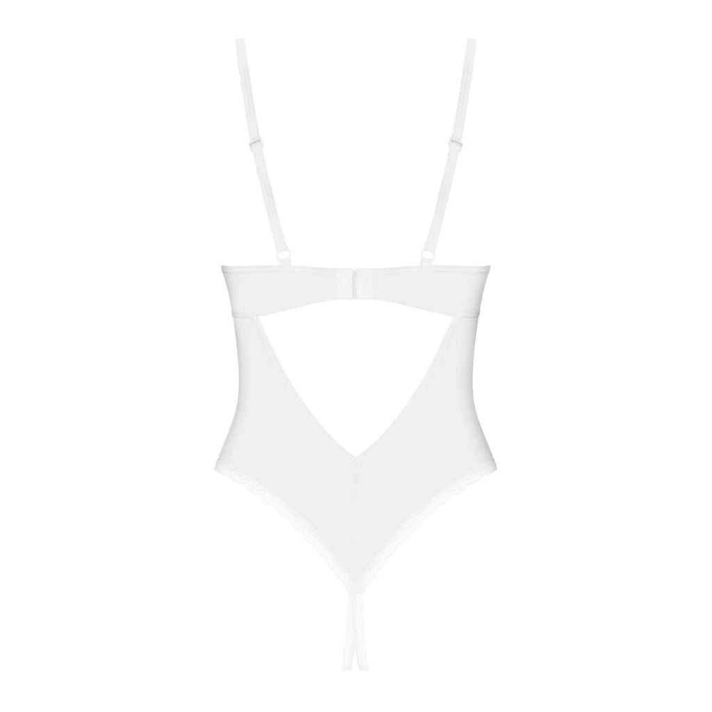 Obsessive Alissium Body białe M/L z otwartą strefą i koronką