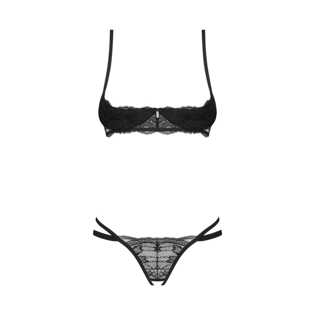 Obsessive Nutris komplet dwuczęściowy czarny koronkowy M/L