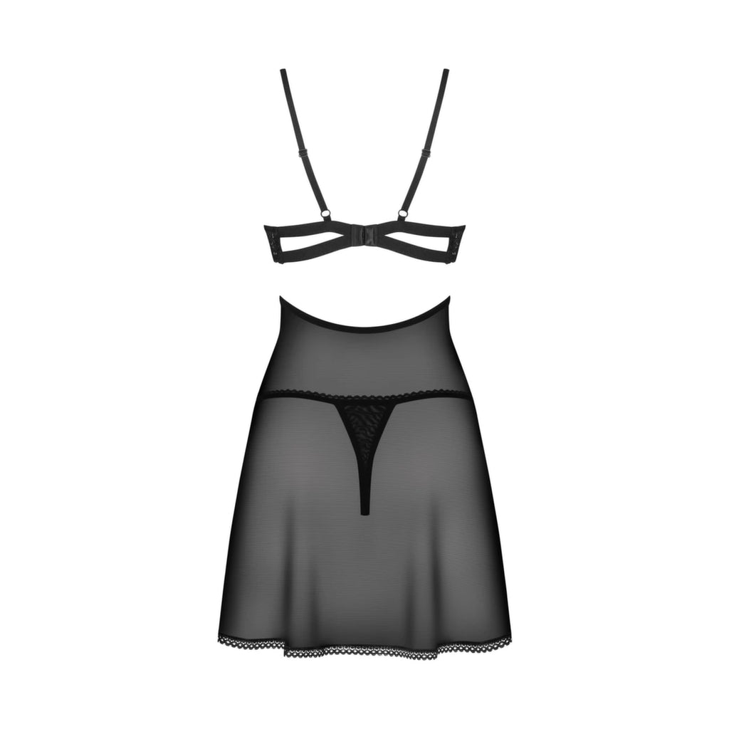 Obsessive Nutris Babydoll XL/2XL - komplet koszulka i stringi, koronka