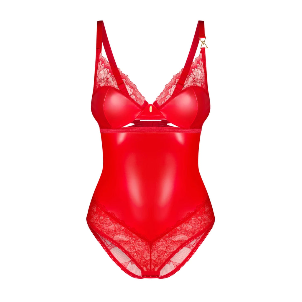 Obsessive Body Aliosa czerwony 2XL/3XL z koronką i fiszbinami