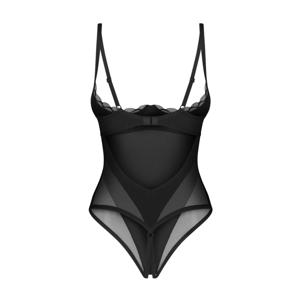 Obsessive Stelisa Body z odkrytymi plecami i otwartym krokiem L/XL czarne