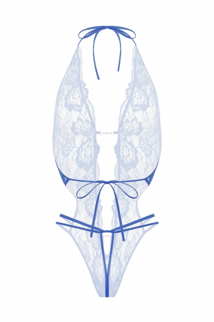 Body SoftLine Renee model z efektownymi zdobieniami w kolorze niebieskim L/XL