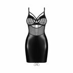 Obsessive Dominna Komplet Chemise & String Czarny Wetlook L/XL
