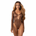 Obsessive Soranna Body z Długim Rękawem Otwarty w Kroku Brązowy 2XL/3XL