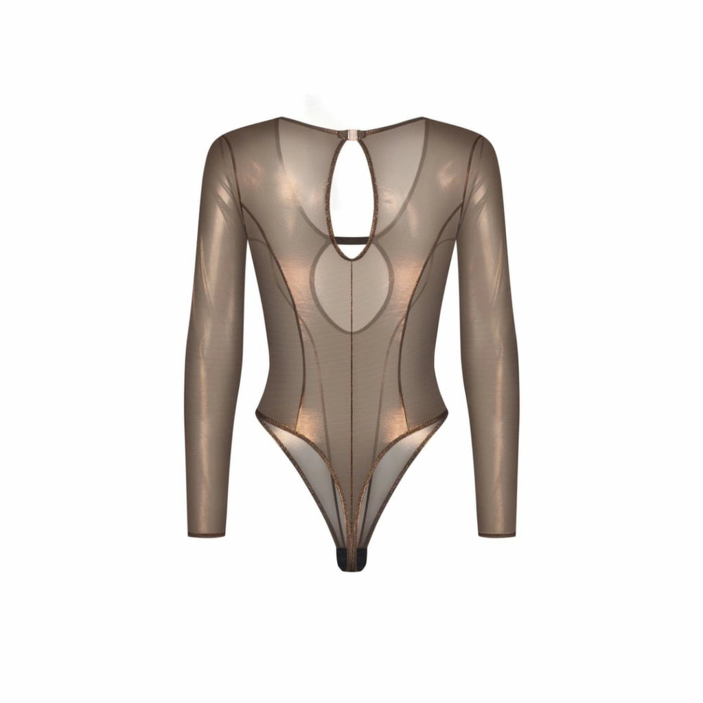 Obsessive Soranna Body z Długim Rękawem i Wycięciem, Brązowy L/XL