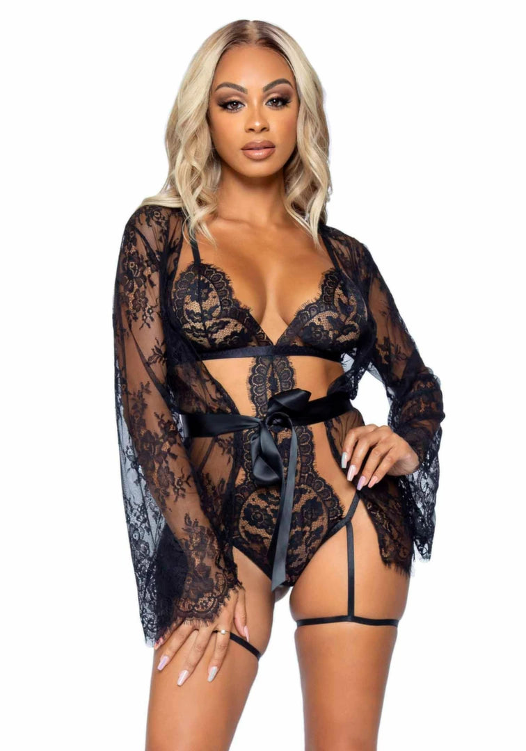 Leg Avenue All Romance komplet z koronką i elegancką marynarką, czarny