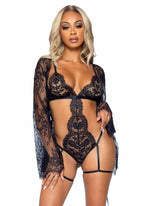 Leg Avenue All Romance komplet z koronką i elegancką marynarką, czarny