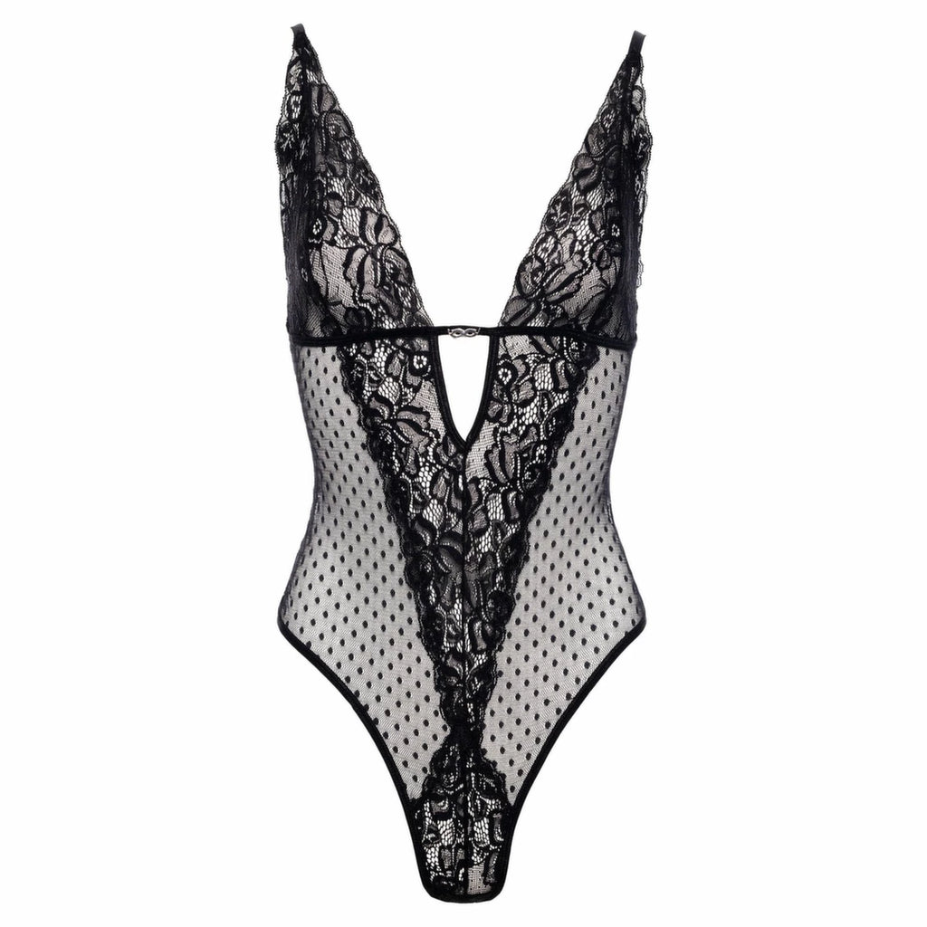 Christine Body Dewi Black - koronkowy model z ozdobnym przodem, rozmiar 2XL/3XL