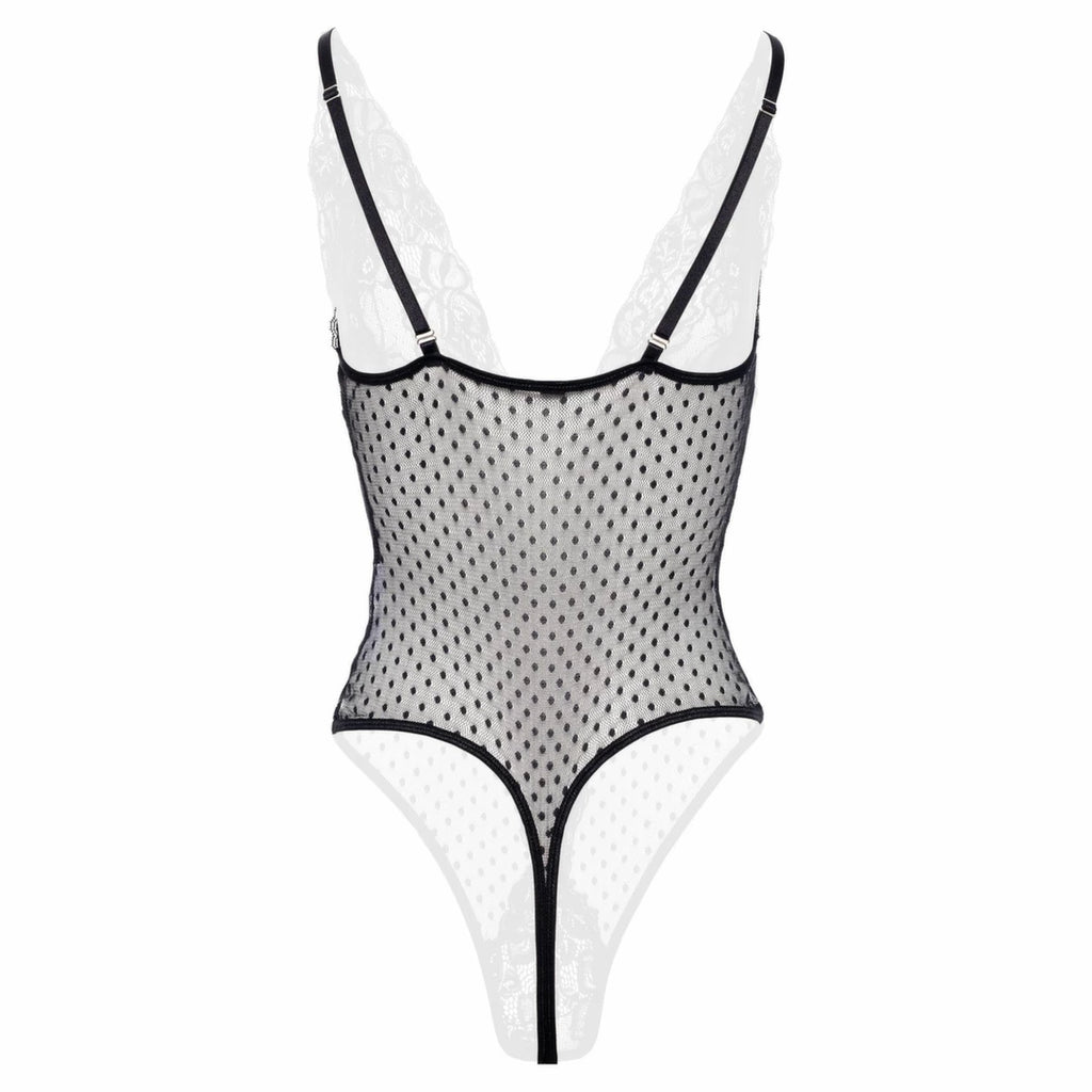 Christine Body Dewi Black z koronką i otwartą konstrukcją, rozmiar L/XL