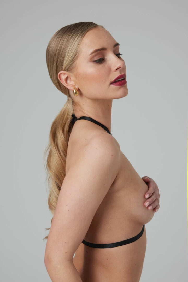 Obsession Strappy Harness Bralette Black - modny biustonosz z paskami